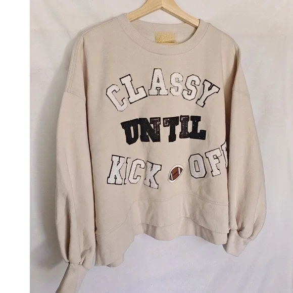 Judith March CLASSY UNTIL KICKOFF PULLOVER Sweatshirt Cream Off White M Football